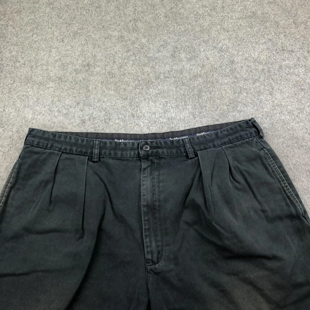 Vintage Polo Ralph Lauren Shorts Mens 40 Gray Chino Pleated 10 Inseam Casual
